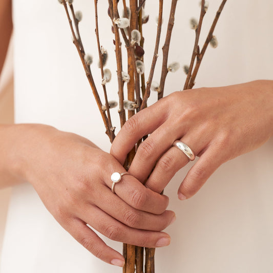 Silver Button Ring - Ready to Ship