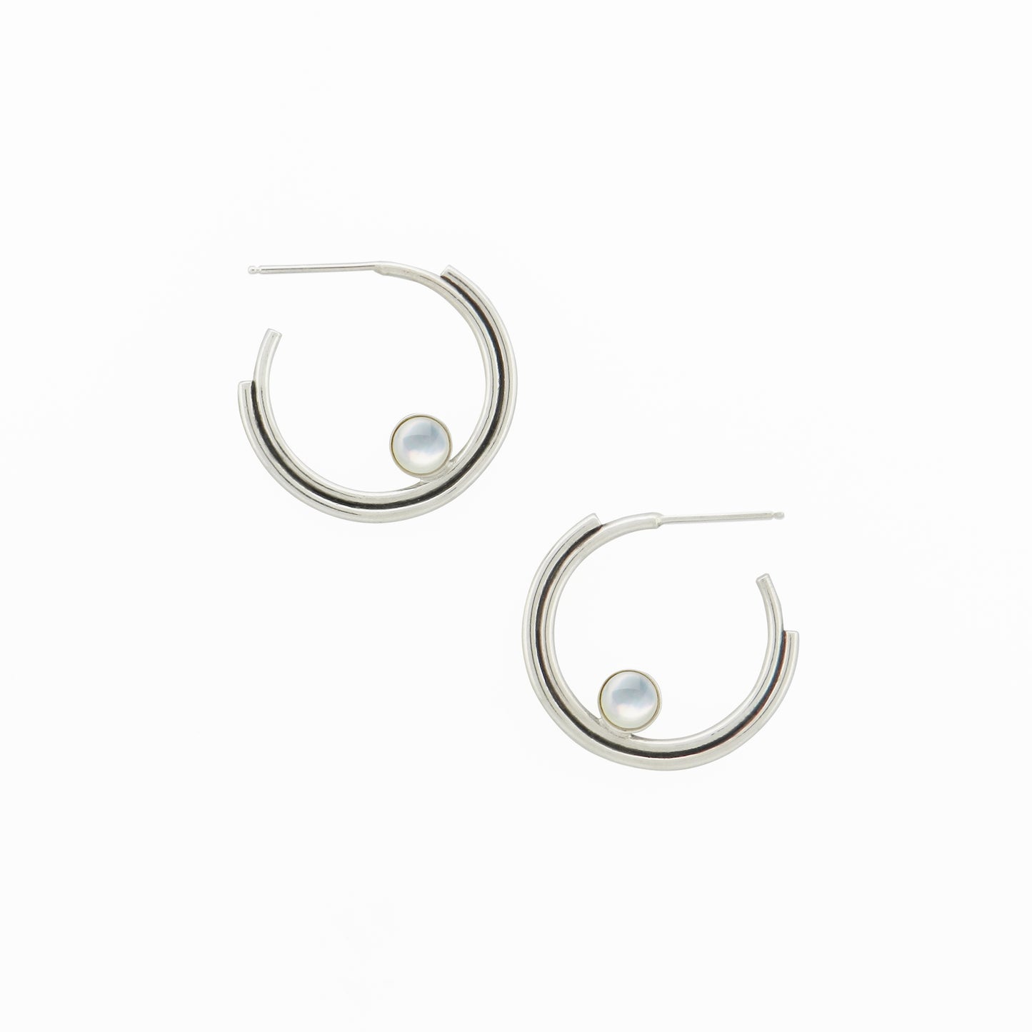 Sterling Silver Arc Hoops with stone