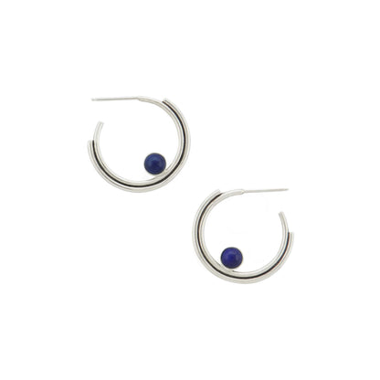 Sterling Silver Arc Hoops with stone