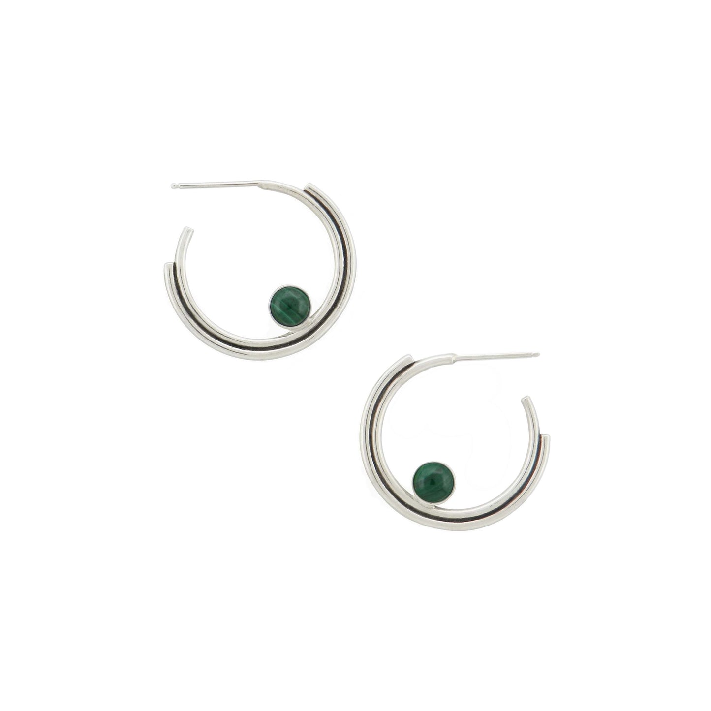 Sterling Silver Arc Hoops with stone